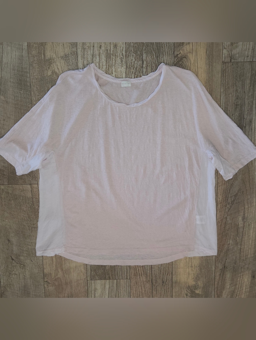 Poetry Women's Light Pink Short Sleeve Tee Size 14 Hemp/cotton/silk